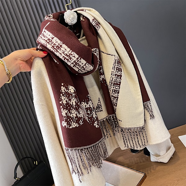 Ny Lyxig Design Vinter Tvåsidig Cashmere Jacquard Sjal Hög Kvalitet Kvinnor Tjock Wrap Sjal Damernas Ull Pashmina Sjal 3