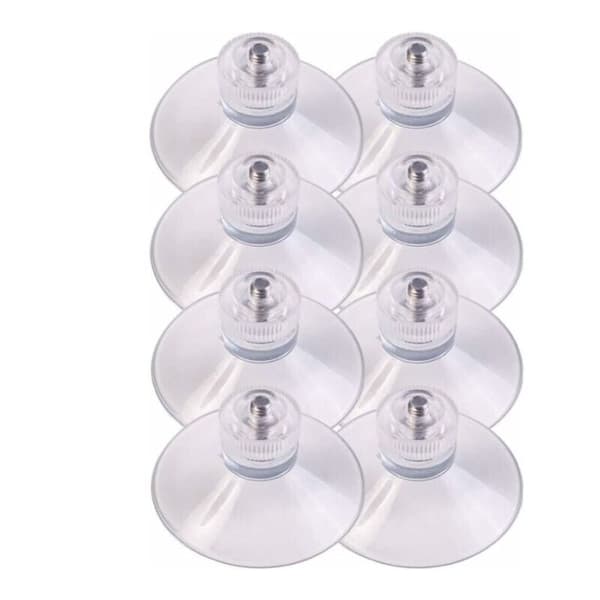 8 x Läpinäkyvät imukupit Ø 53 mm kierteellä ja siipimuttereilla
