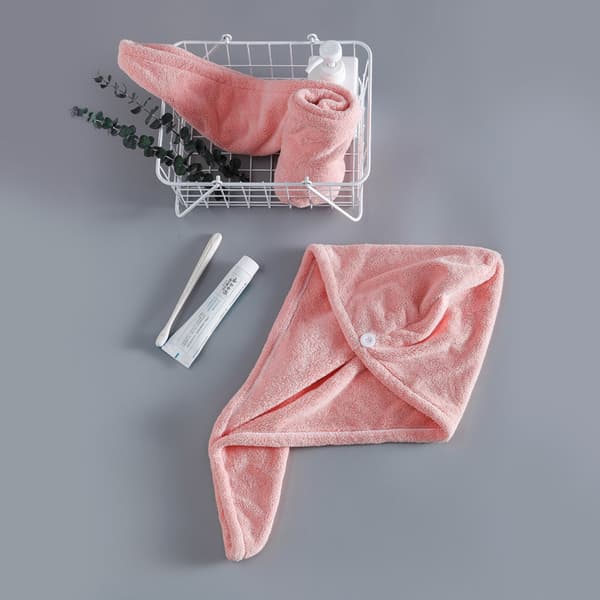Hårhåndklæde Sæt 2 Mikrofiber Hårhåndklæder Med Knapdesign Håndklæder Til Kvinder Hurtigtørrende Hår (Pink/Grå)