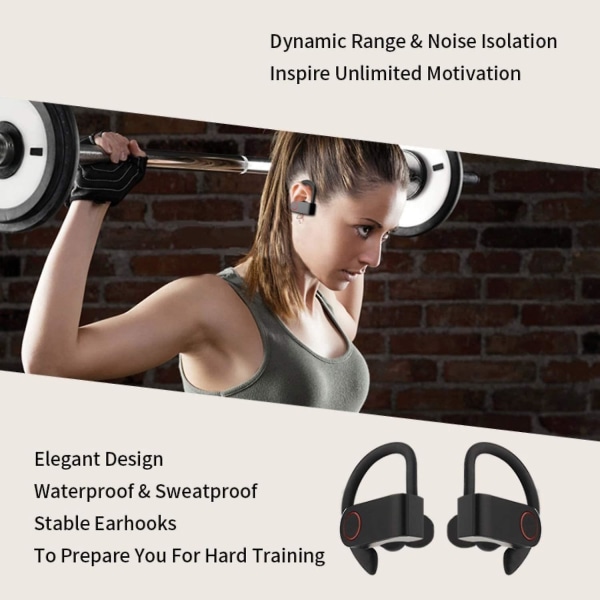 True Wireless Earbuds Bluetooth 5.0-hörlurar, Sport In-Ear TWS Stereo Mini Headset med mikrofon HiFi Bass IPX7 vattentät, One Step Instant Pair