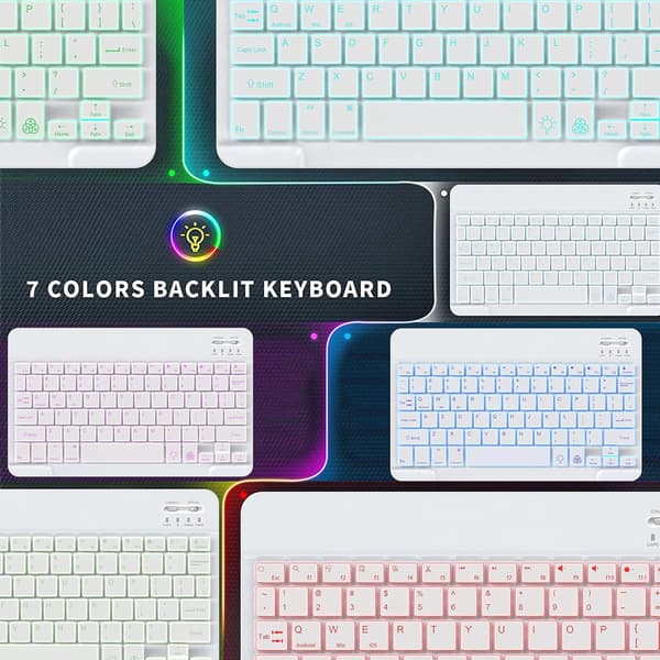Bagbelyst trådløst Bluetooth-tastatur, bærbart og genopladeligt til Android-tablet og smartphone
