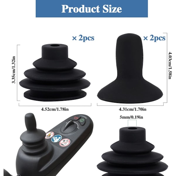 4 st Styrpinne-knapphättor för rullstol, Joystick-kontrollknapp, Knopp och Dammskydd, Svart Joystick-knopp, Knappkontroll för Elektrisk Rullstol