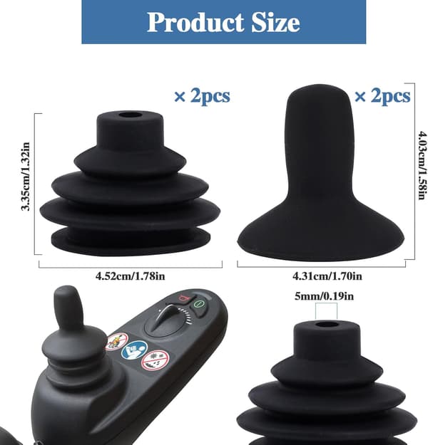 4 stk. Joystick-knapdæksel Joystick-controller-knap og støvle Sort Joystick-knap-knap-controller til elektrisk kørestol