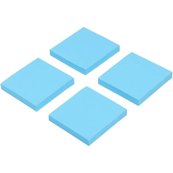 4-pack Super Adhesive Post-It Notes, 7,6 x 7,6 cm, 100 blad vardera (ljusblå)
