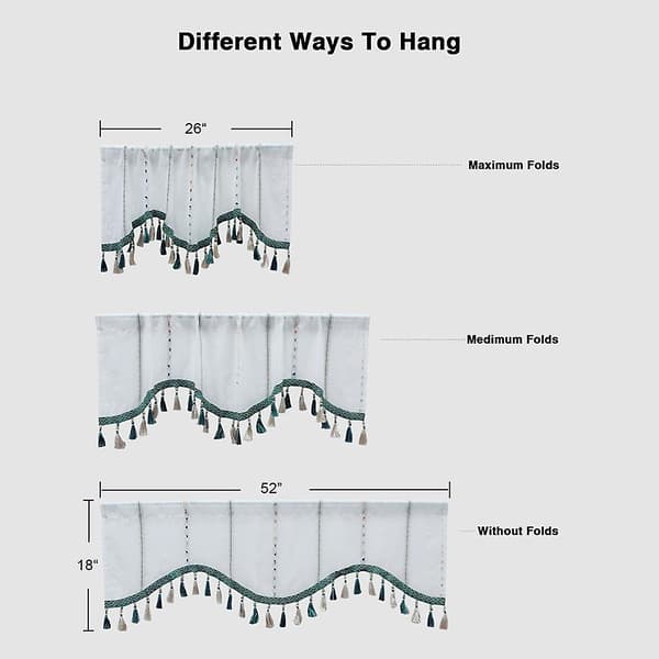 Halvgardin Trykt Køkken Kort Voile Tynd Panel Gardiner (Beige)