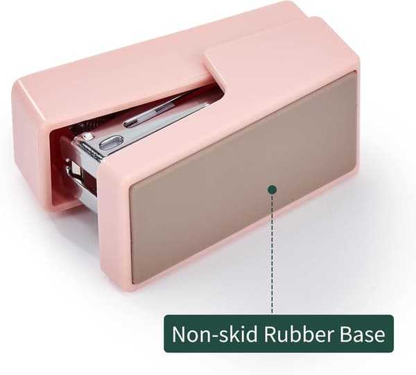 Mini stiftemaskin, 20 arks kontorstiftemaskin med 1 eske standard stifter, rosa A