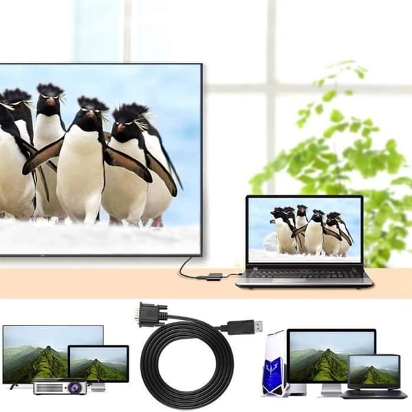 DisplayPort-VGA-kaapeli 1,8 m 1080P-sovitin kullattu liitin videomuunnin