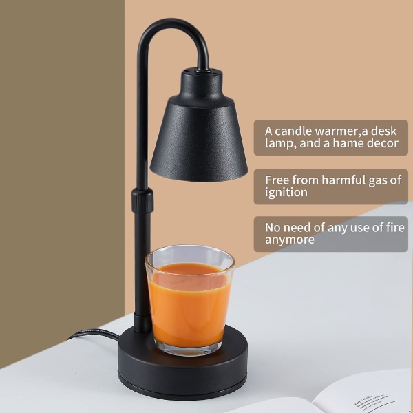 Hermetisk stearinlys stearinlyslampe, aromatisk stearinlys varmvokslampe Justerbar oppvarming 01-Black