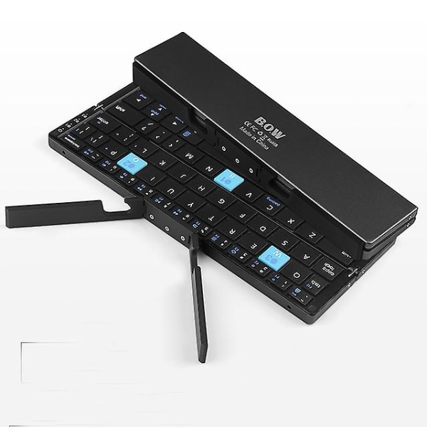 Tri-vikbart hopfällbart Bluetooth trådlöst tangentbord Aluminiumhölje för Ipad 7 8 9 Gen Pro Mini Iphone 11 12 13 14 Pro Max Black