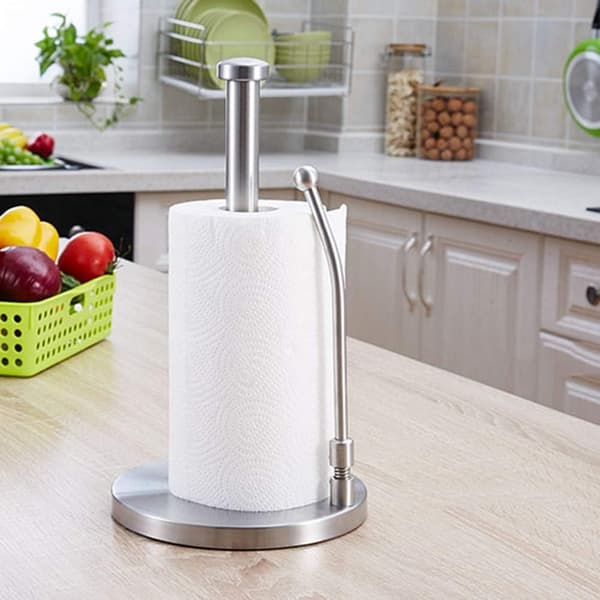 Tissueholder i rustfrit stål, klassisk papirhåndklædeholder, vertikal tissueholder, elegant tissueholder H 33 cm