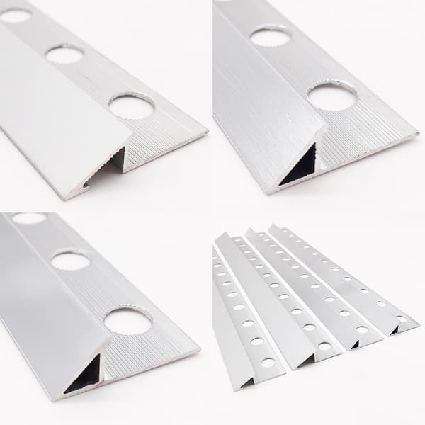 Aluminium L-formet fliskantlist, sølv, 4 stk, 125 cm, 1 cm