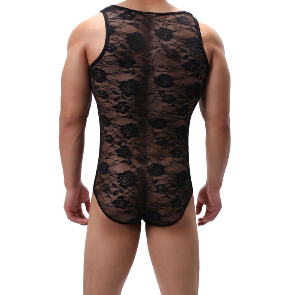 2 delar Sexig body för män Gymunderkläder Andas linne Herrunderkläder (svartvitt)