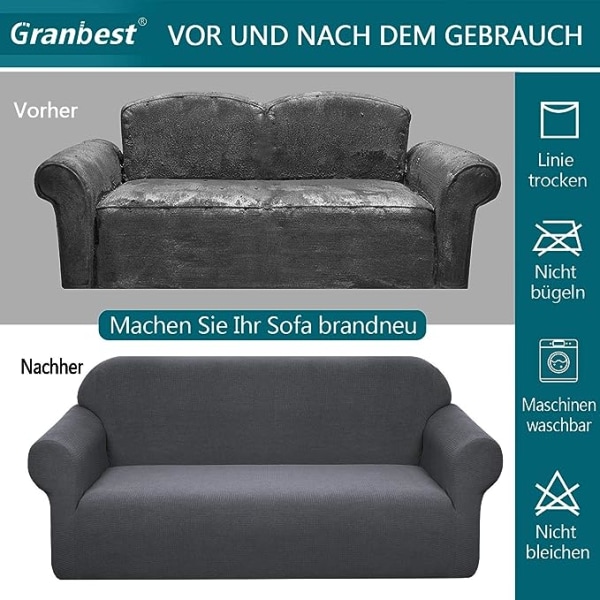 3-sits, grå, vattentät Spandex Jacquard Stretch cover med halkfritt skum