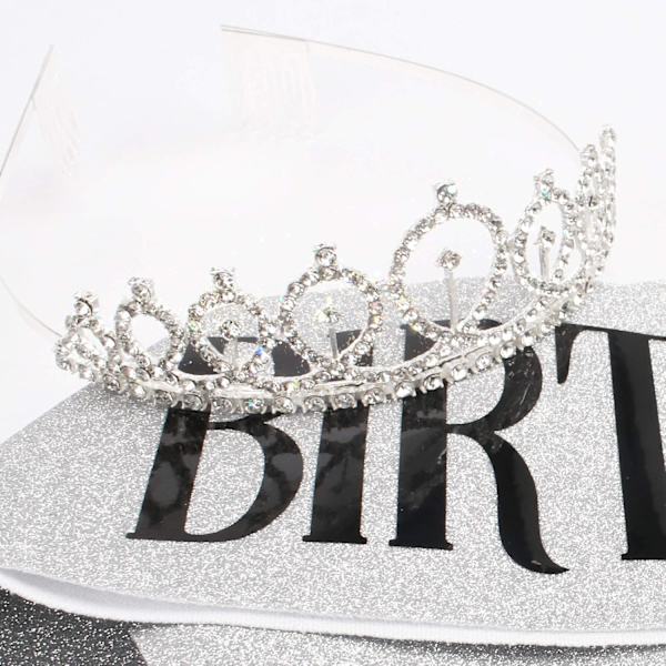 Fødselsdagskroner til kvinder Fødselsdagsdronning Sash & Rhinestone Tiara Sæt Fødselsdagstiaraer og Sash til kvinder
