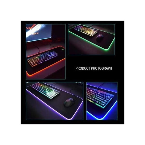 Stor RGB Gaming Musemåtte 90x40cm LED Baggrundsbelyst Udvidet Skrivebordsmåtte