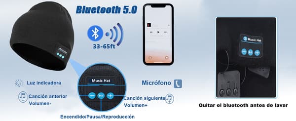 Bluetooth-mössa för män, varm fleecefodrad stickad mössa, Alla hjärtans dag-present, originell vinterpresent