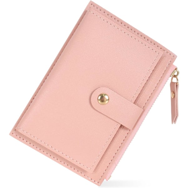Damer Mini Plånbok i Äkta Läder med Dragkedja, 6 Kortfack, Dragkedjeficka, Kreditkortshållare, 14 x 9 x 0,5 cm, Rosa, Modern Stil 3