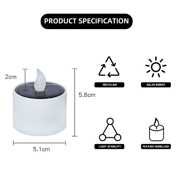 Vintervarm Uppvärmning 6 Stycken Solcellslyktor Lågflamma 5.2*5.8cm Varmvit Blinkande