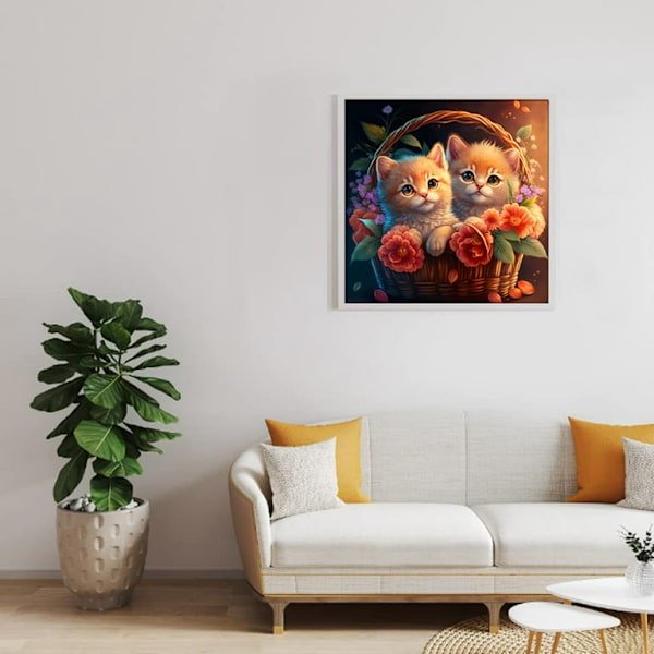 Søde Kat Diamantmaleri Sæt, Fuld Bor 5D Diamant Kunst Sæt, Diamantmaleri Sæt til Hjemmevæg Dekoration 11.8x11.8 tommer
