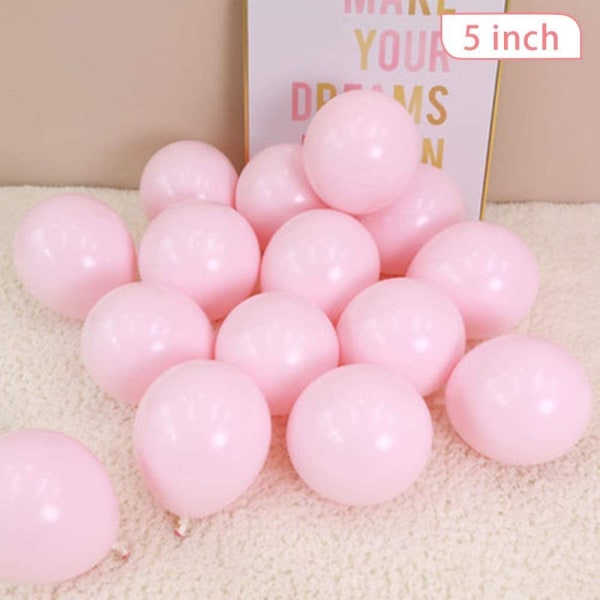 200 stycken pastell rosa ballong 5 tums mini macaroon latexballong och ballong för festtillbehör för dekoration födelsedag, festceremoni, bröllop