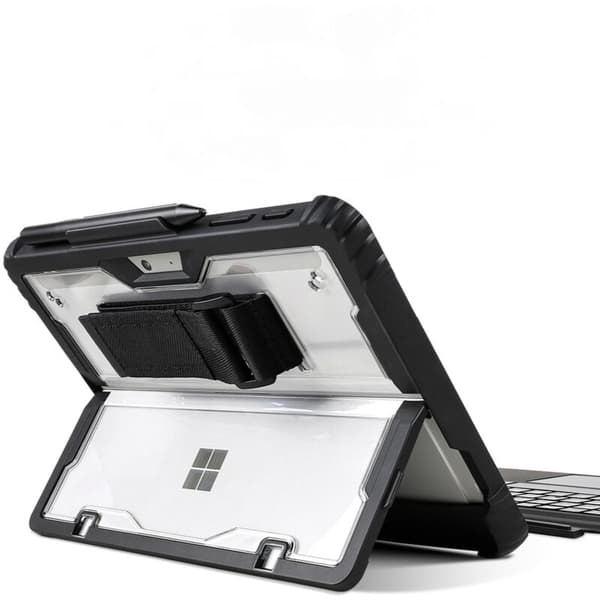 Etui til Microsoft Surface Pro 8, Stødsikkert hårdt etui med støttefod, Transparent mat (uden rem)