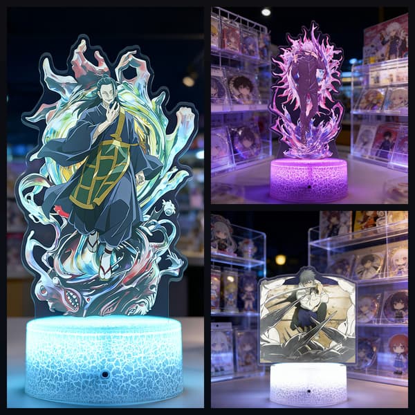 Chibi Anime-inspirert LED Nattlys, Akryl Lampe med Mannlig Karakter