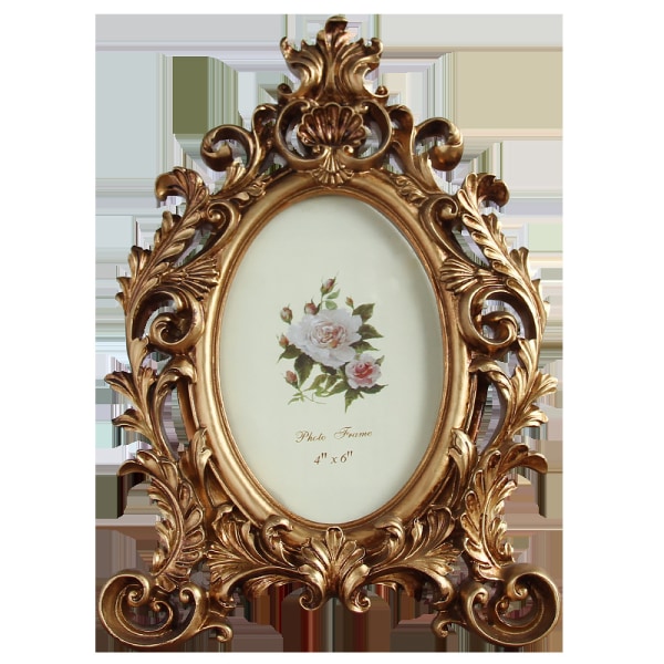 1-pack med 6-tums europeisk stil retro fotoram i amerikansk stil lyx dekoration barock tavelram gyllene harts