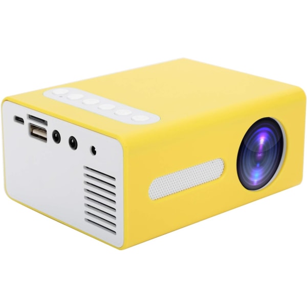 Miniprojektor, bärbar videoprojektor, 1080P Full HD-projektor som stöds (gul)