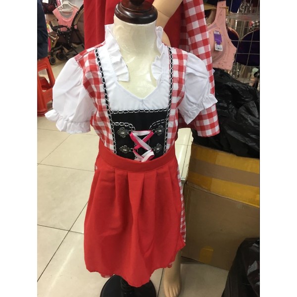 S-xlnew Oktoberfest kostumer til børn Traditionelt tysk bayersk ølfestival Festtøj piger tjener kostume Red XL