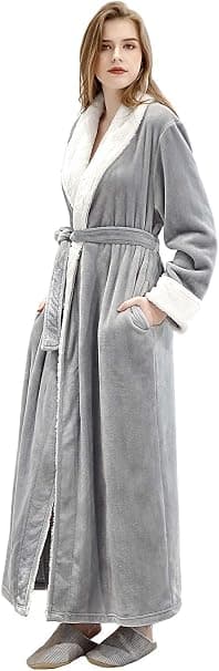 One Piece Dame Lang Badekåbe Varm Vinter Flanell Badekåbe (Pink)