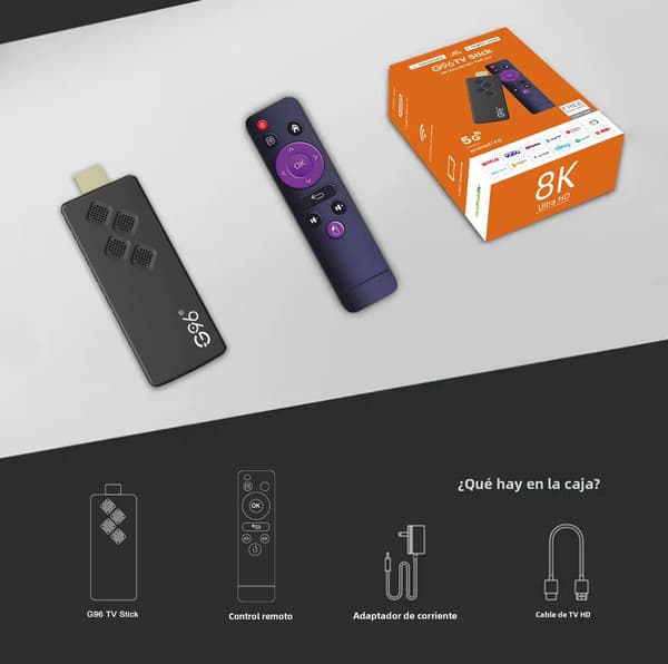Q2 4K streaming TV-sticka, kompatibel med röstassistenter, stöder Android 13, fyrkärnig H313-processor, portabel mediaspelare. 2GB+16GB