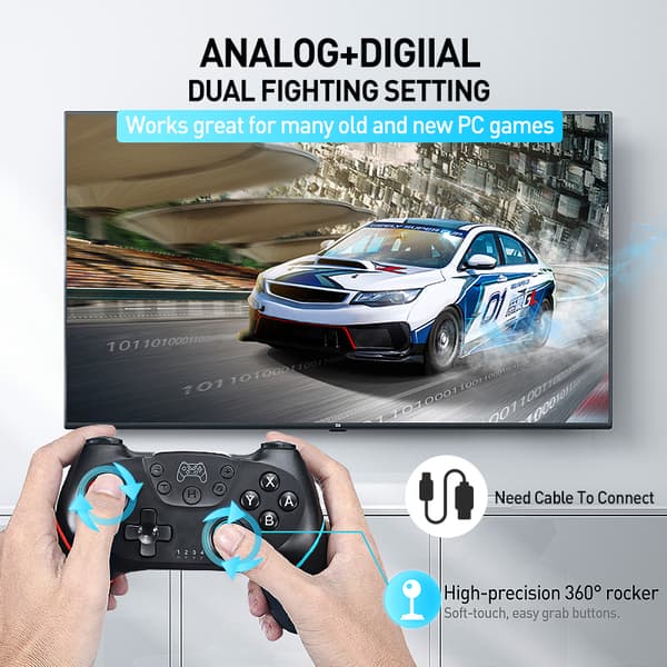 Rosa Trådlös Bluetooth Gamepad Kompatibel med Switch, 6-Axis Gyro, RGB, Macro Funktion