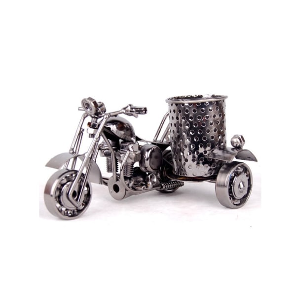 1 kreativa kontorsskrivbord förvaringstillbehör, Harley motorcykel kärlek metall pennhållare svart järn motorcykel modell hemmakontor café dekoration orn