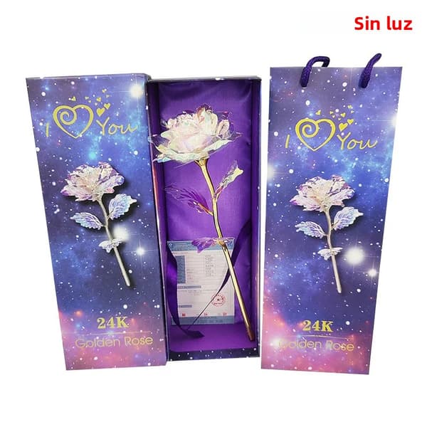 24K guldpläterade silverrosor med bas, presentförpackning för Alla hjärtans dag och Mors dag, guldblommor, heminredning. E