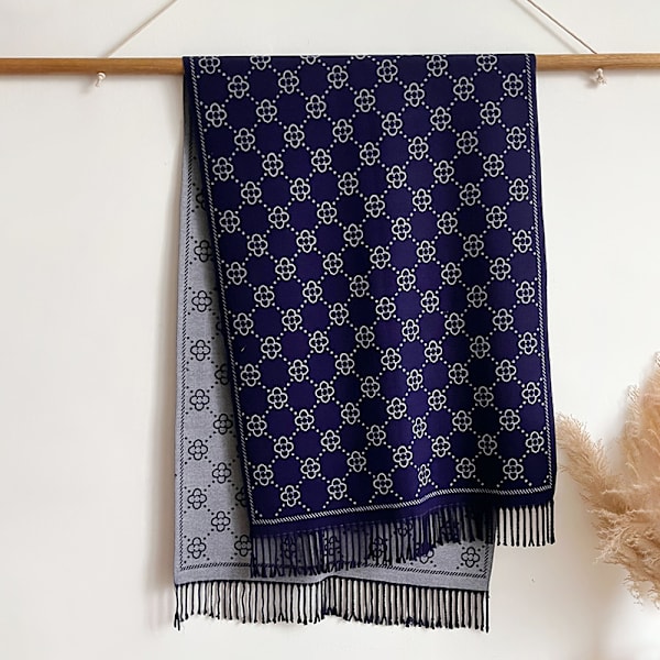 Jacquard-designet vinter dobbeltsidet tørklæde cashmere blød varm lang kvast cashmere sjal kold vindsikkert tæppe tørklæde 4