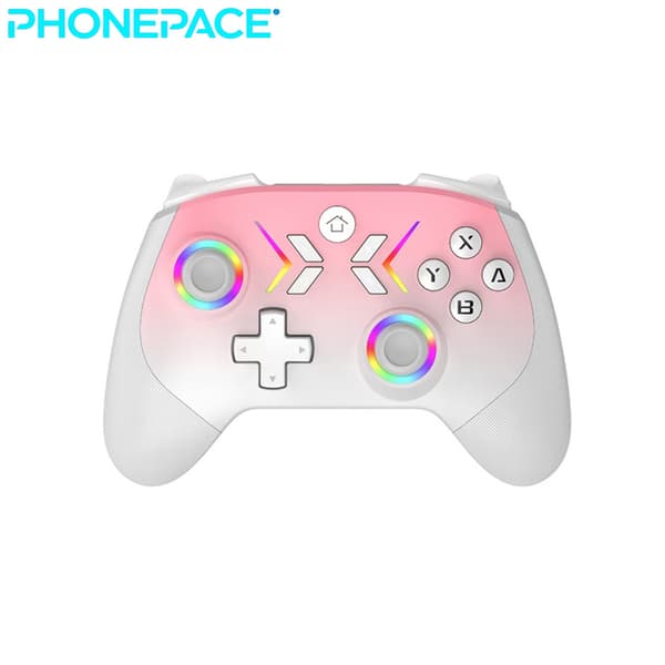 Rosa trådløs Bluetooth-kontroller med Type-C, kompatibel med PS4, iOS, Android, Switch og PC