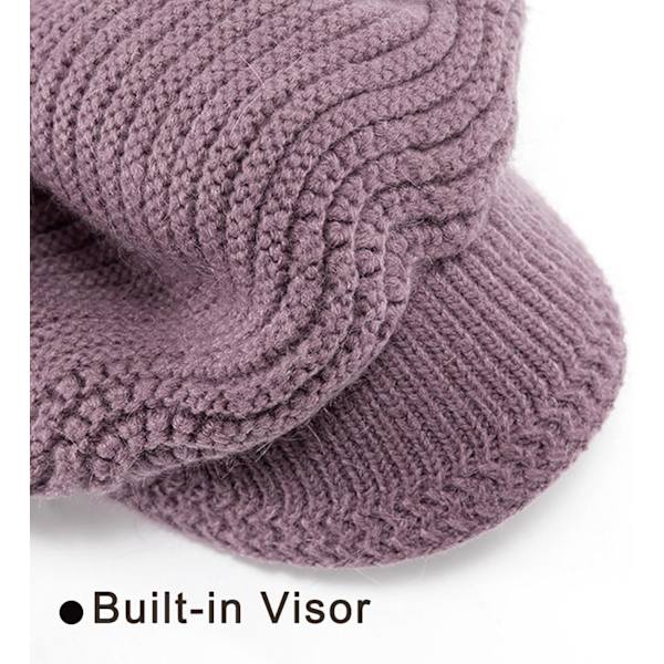 Damer Vinterhatte - Varmt Strikket Visirhat Damer Fleeceforet Varmt Fleece Spids Beret 7