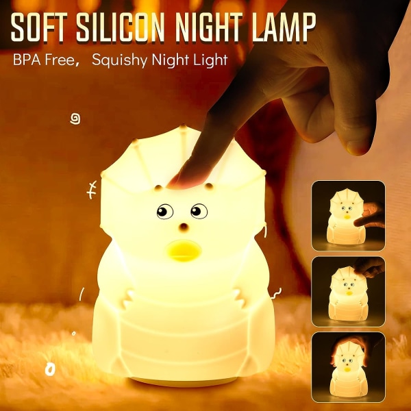 Sød dinosaur natlampe til børneværelse, dino lampe med fjernbetjent farveskiftende batteri til små børn drenge piger baby børnehave