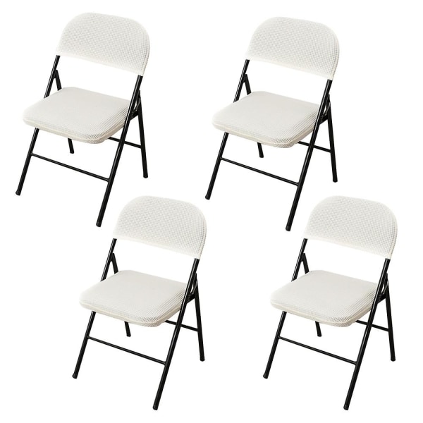 Cover 4 set, hopfällbar stol delad cover med spandex - töjbar kudde för fest, bröllop och heminredning white