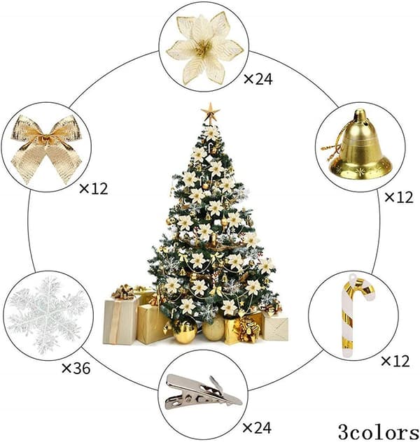 120 st set Julgransdekoration (guld)