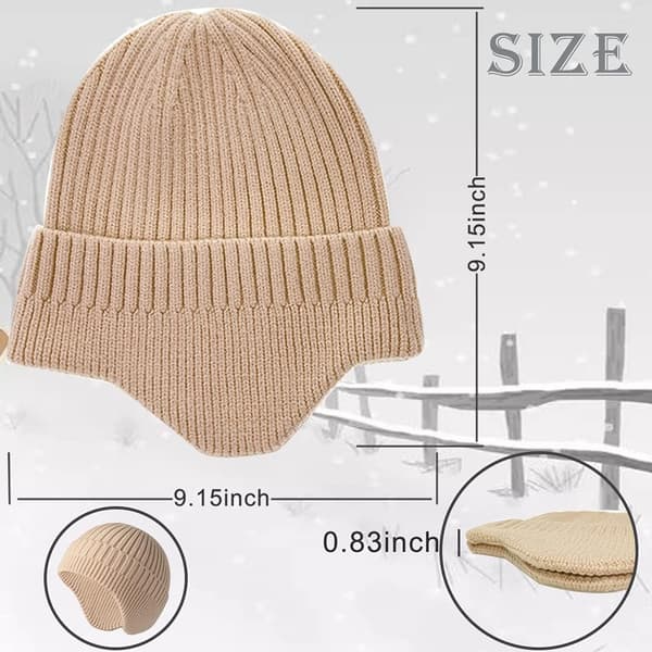Vinterlue med øreklaffer Ulllue Hodevarmer Beanie for menn og kvinner Utendørs 1