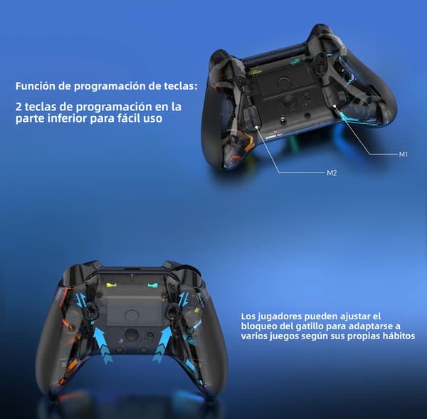 Transparent No Deadzone Controller, Kompatibel med Switch Style OLED med Justerbar LED og 6-Akse Gyro
