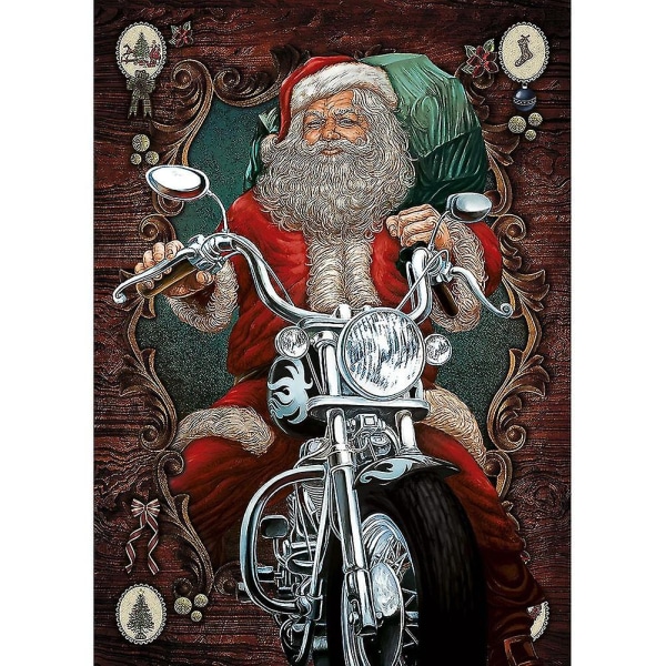 5d fuld rund bor Diamantmaling Santa Motorcyklist Mosaik Kit Rhinestone Håndlavet Tegning Pictu 3097 40x50cm