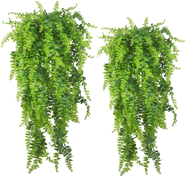 2st konstgjorda hängande växter, konstgjorda gröna plastväxter som är kompatibla med inomhus/utomhus