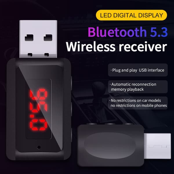 Trådløs billjudadapter Mini USB-drevet håndfri Bluetooth-mottaker for bilstereo