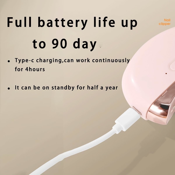 Elektrisk Automatisk Negleklipper med Lys, 2 i 1 Fingernegleklipper og Polermaskine USB Genopladelig, Sikker Fingernegletrimmer Hvid
