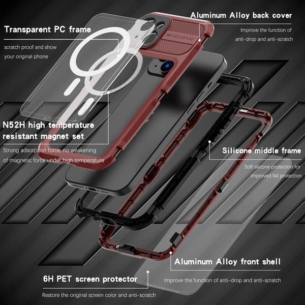 Svart; 360° vattentätt metallskal med iPhone 14 Pro Max, stöder MagSafe, trådlös laddning, dykning, simning, stötsäker och ger omfattande skydd Black iPhone 14 Pro Max
