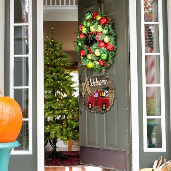 Velkomstskilt til hoveddør veranda bondehusvæg med udskiftelige ornamenter til enhver speciel lejlighed Helligdage Halloween Thanksgiving jul