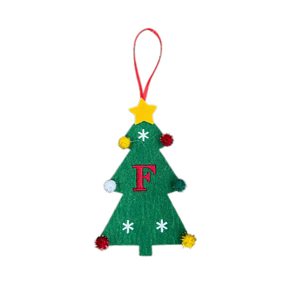 Nye filt juletrpynt 2024 Mini juletrbroderi Engelsk bokstav julepynt Små hengende deler Christmas Tree [F