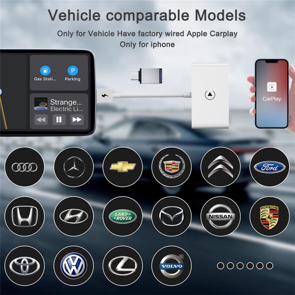 Trådløs Carplay Receiver Adapter Apple Iphone Bluetooth Car Navigation Usb Adapter
